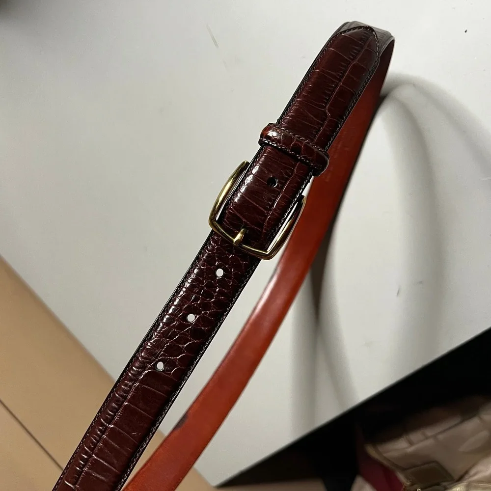 Coach‎ 5903 Mens Mahogany Brown Crocodile Embossed Leather Belt Brass Buckle 36
